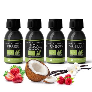 Pack 4 sabores ecológicos* Ecocert-FR-BIO-01 + 4 tapones de pipeta gratis 